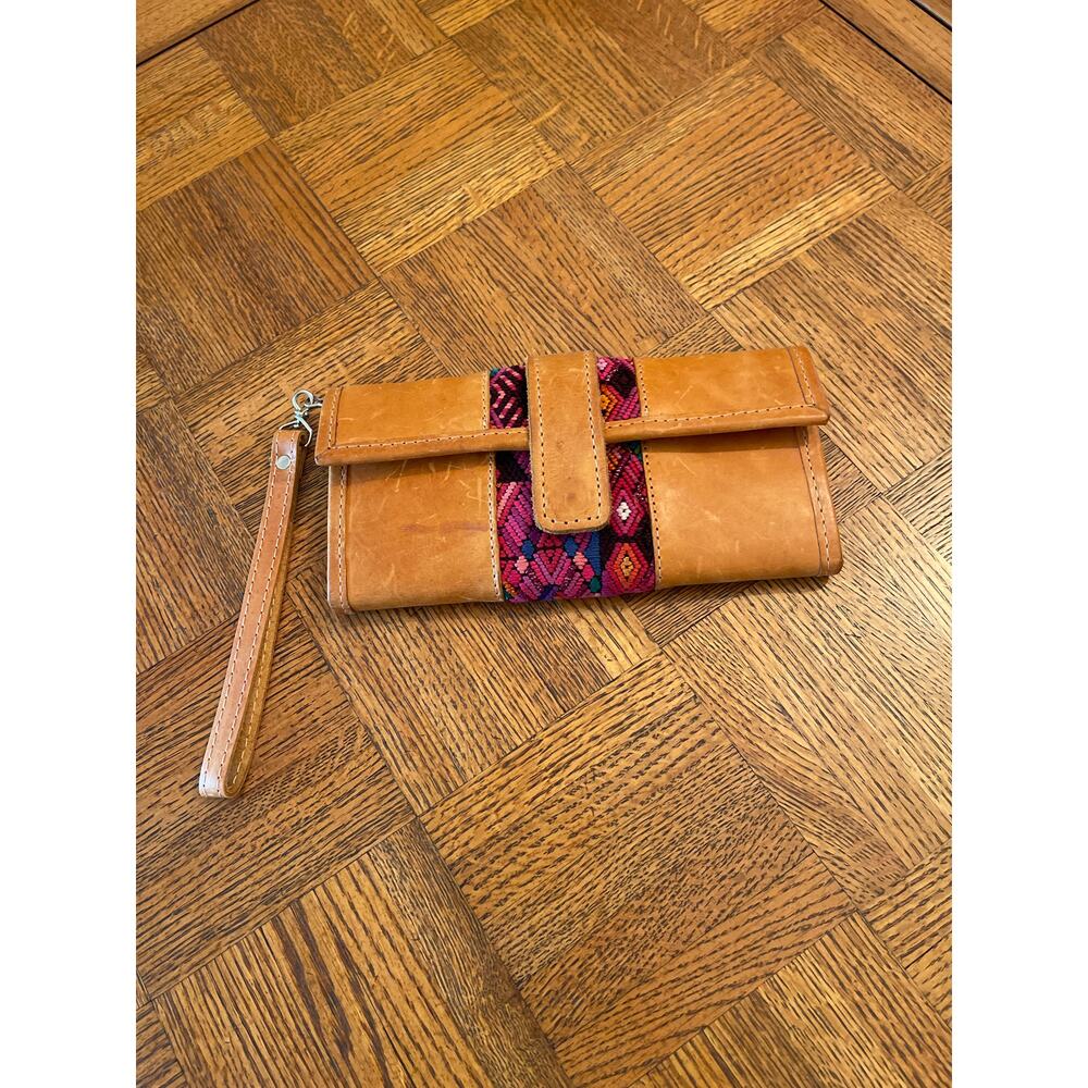 Artisan, textile and leather wallet/clutch